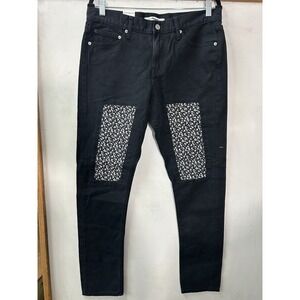 Calvin Klein CKJ021 Mid Rise Slim Stretch Distressed Denim Black Jeans 30 Floral